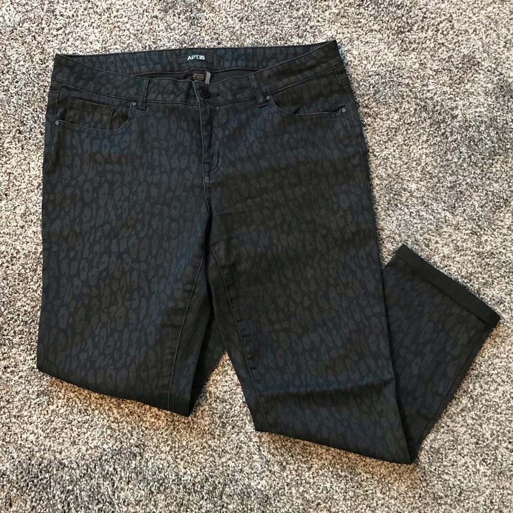 Black Leopard Print Stretch Pants